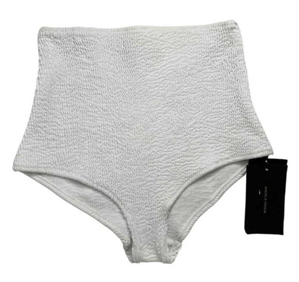 5-33 BOTTEGA VENETA NWT $440 Crinkle High Waist Bikini Bottoms White Small